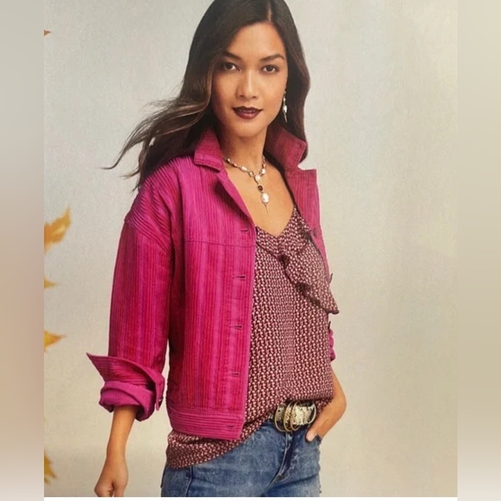 Cabi Vibrant Pink Corduroy Jacket Style 4124